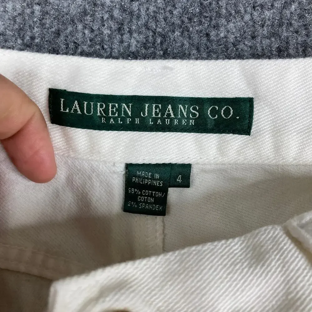 Lauren Ralph Lauren Cream A-Line Skirt with Gold Hardware